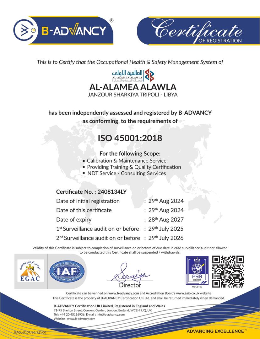 ISO 45001 certificate