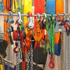 Lifting hooks, chains, and handling gear arranged for inspection