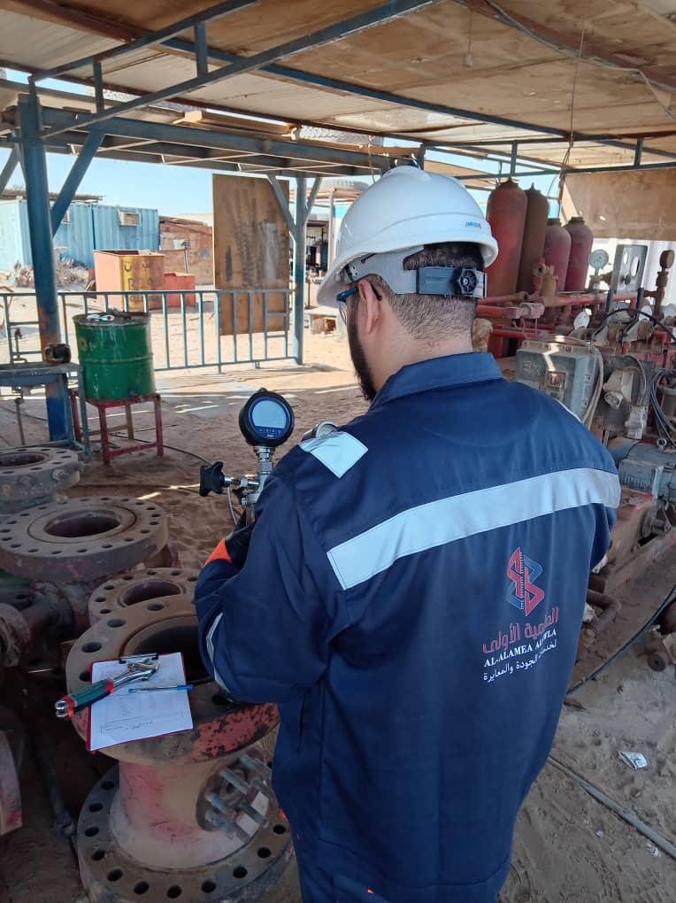 Technician inspecting industrial site equipment